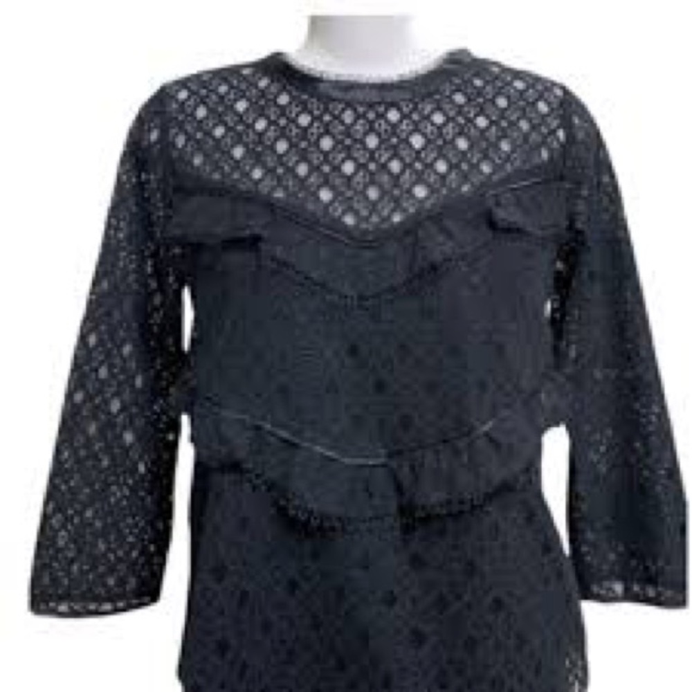 Heartloom Black Lace Ruffle Pullover
